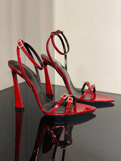 Belt Buckle Open Toe Split-Joint Pumps Sandals