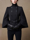 Flared Buttoned Solid Color High Neck Jackets&Coats Outerwear Woolen Coat