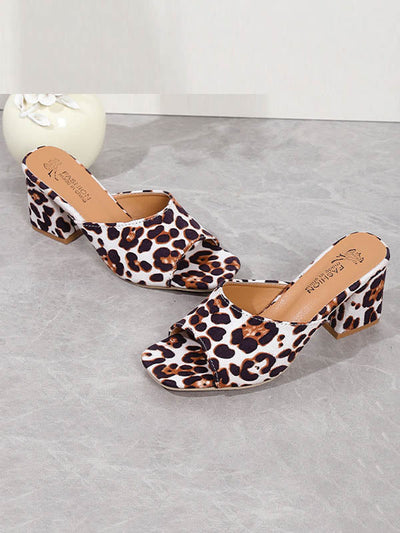 Leopard Open Toe Pumps Sandals Slippers