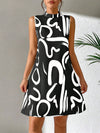 A-line Sleeveless Contrast Color Printed Mini Dresses