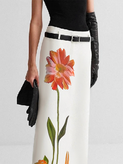 H-Line Flower Print Skirts Bottoms