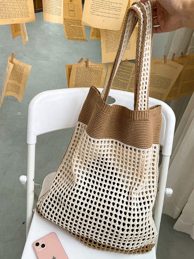 Beach Contrast Color Hollow Bags Accessories