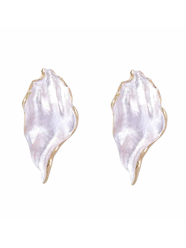 Irregularity Leaves Print Pleated Earrings Accessories