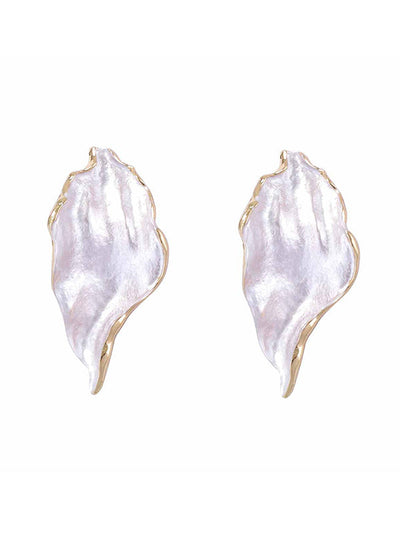 Irregularity Leaves Print Pleated Earrings Accessories