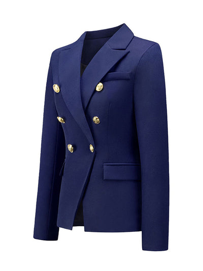 Long Sleeves Buttoned Notched Collar Blazer Outerwear