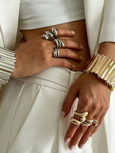 Geometric Solid Color Rings Accessories