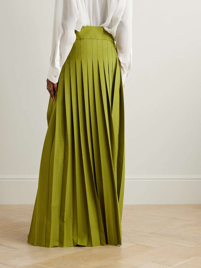 High Waisted Loose Pleated Solid Color Split-Side Skirts