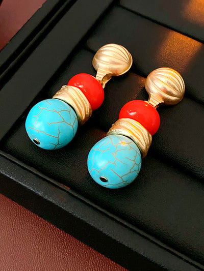 Contrast Color Geometric Drop Earrings