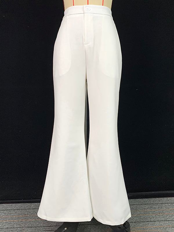 High Waisted Loose Solid Color Pants Trousers