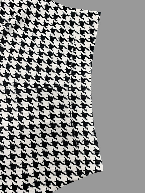 Loose Wide Leg Houndstooth Casual Pants Bottoms Trousers