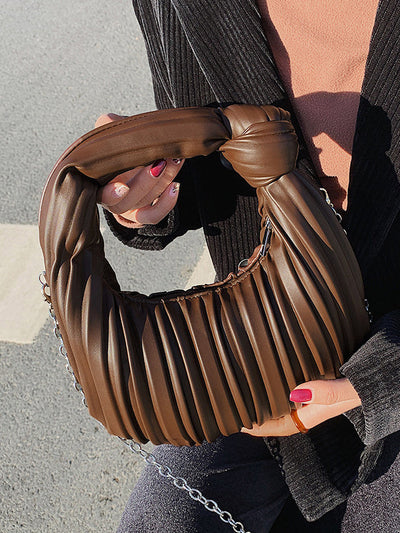 Pleated Split-Joint Zipper Bags Accessories Handbags Shoulder Bags