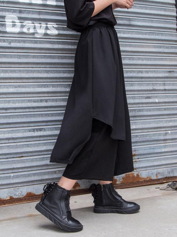 Chiffon Split-Joint Asymmetric Wide-Leg Pants