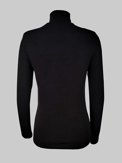 Long Sleeves Skinny Mesh Solid Color Split-Joint High Neck T-Shirts Tops