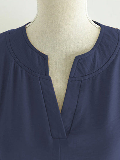 Casual Long Sleeves Loose Solid Color V-Neck Blouses&Shirts Tops