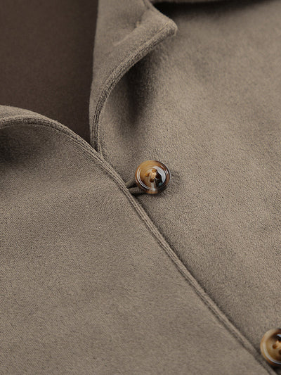 Long Sleeves Loose Buttoned Solid Color Split-Joint Lapel Blouses&Shirts Tops Outerwear