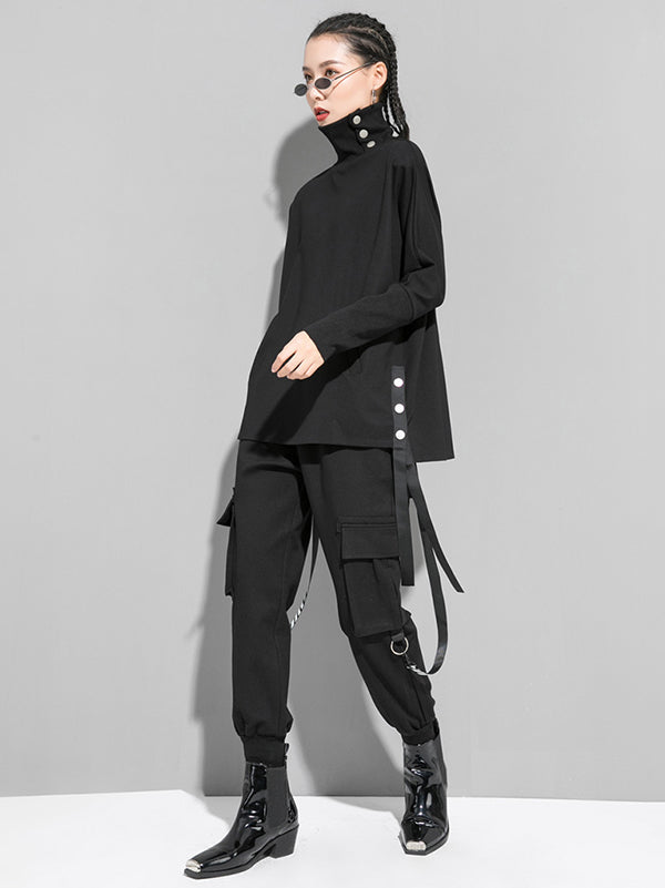 Original Solid Stand Collar T-Shirts Tops