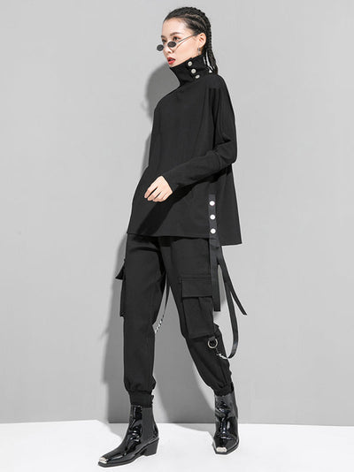 Original Solid Stand Collar T-Shirts Tops