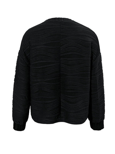 Long Sleeves Loose Solid Color Round-Neck T-Shirts