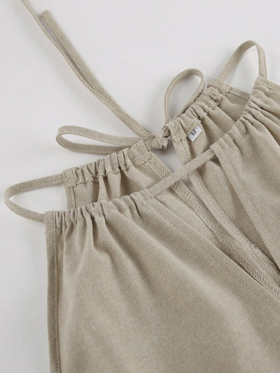 Loose Hollow Split-Joint Halter-Neck Vest + Elasticity High Waisted Pants Trousers Two Pieces Set