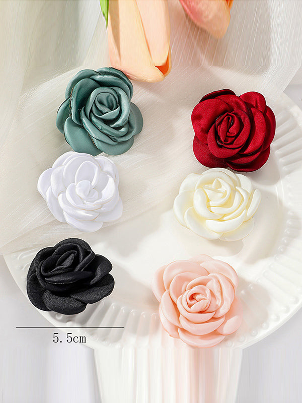 Solid Color Three-Dimensional Flower Brooch Accessories