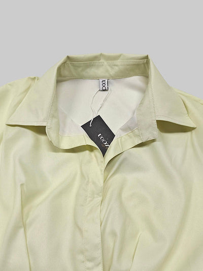 Long Sleeves Loose Floral Printed Pleated Split-Joint Tied Waist Lapel Midi Dresses Shirt Dress