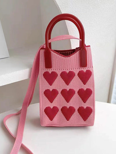 Heart Print Split-Joint Bags Crossbody Bags Handbags