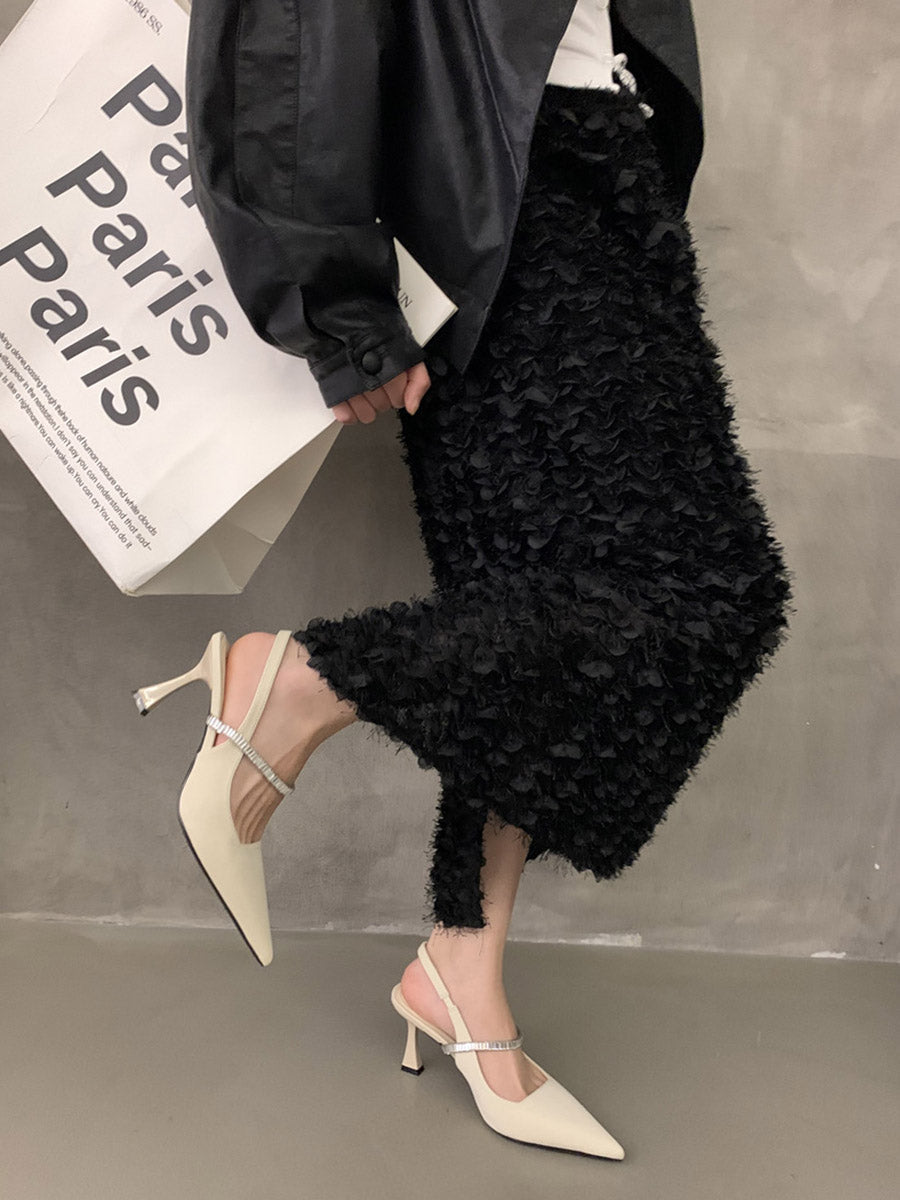 Belted Pointed-Toe Shiny Pumps
