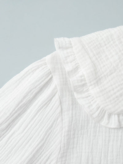 Long Sleeves Ruffled See-Through Split-Joint Peter Pan Collar Blouses&Shirts Tops