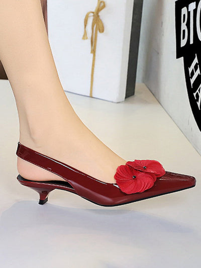 Elasticity Flower Shape Pointed-Toe Split-Joint Pumps Sling Shoes