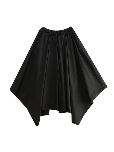 Cropped A-Line Drawstring Solid Color Pants Culotte