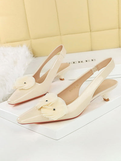 Elasticity Flower Shape Pointed-Toe Split-Joint Pumps Sling Shoes