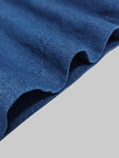 Loose Wide Leg Pleated Pockets Solid Color Jean Pants Bottoms Trousers