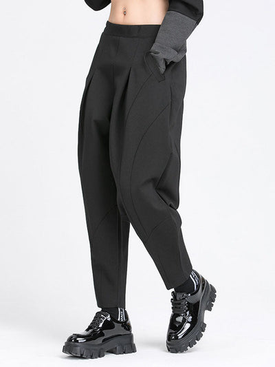 Simple Harem Pants Loose Elasticity Solid Color Casual Pants Bottoms