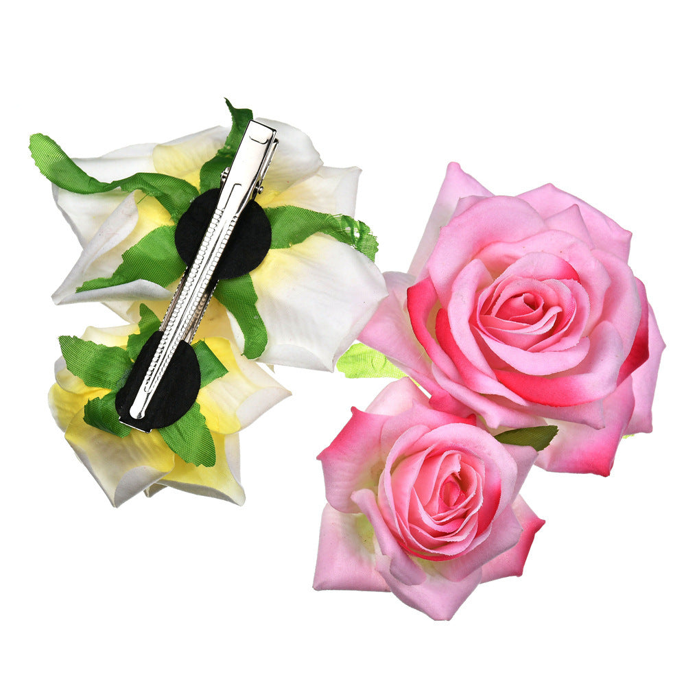 romantic rose cloth hair clip
