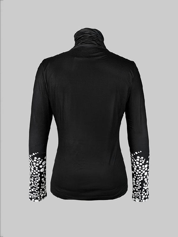 Long Sleeves Skinny Printed High-Neck T-Shirts Tops