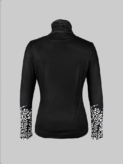 Long Sleeves Skinny Printed High-Neck T-Shirts Tops