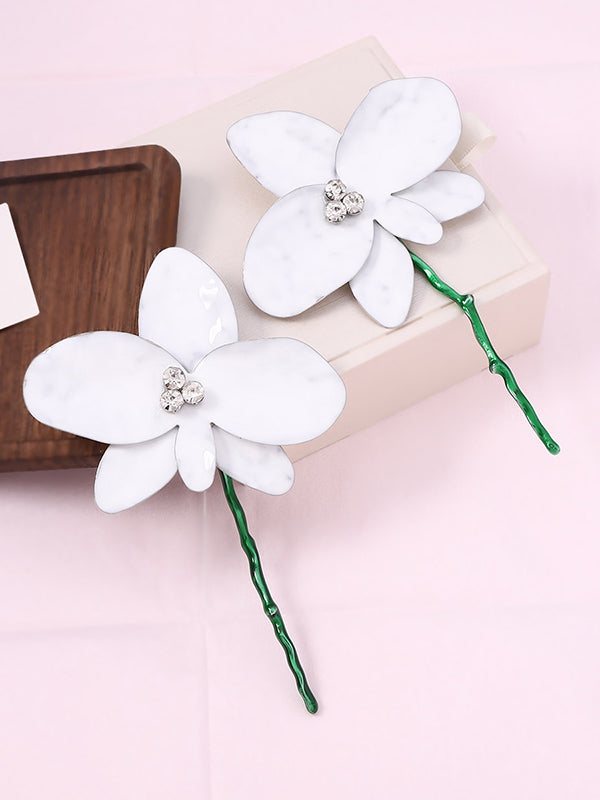 Flower Shape Rhinestone Shiny Earrings Accessories