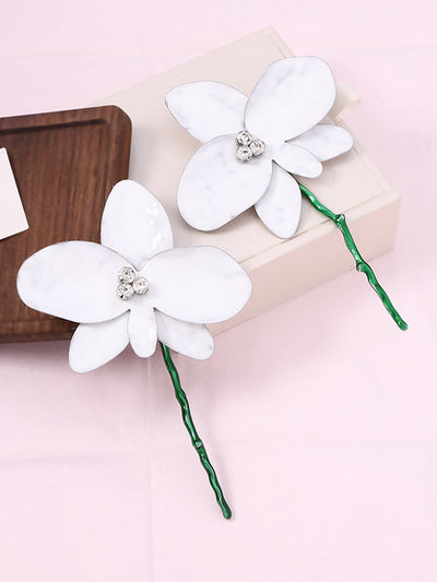 Flower Shape Rhinestone Shiny Earrings Accessories
