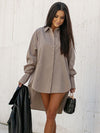 Urban Long Sleeves High-Low Solid Color Lapel Collar Blouses