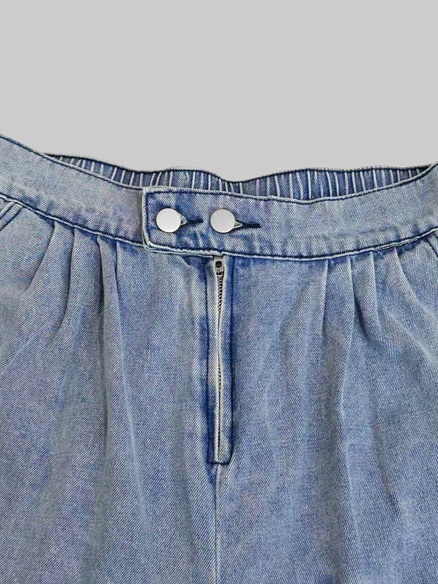 Loose Buttoned Solid Color Zipper Jean Pants Bottoms Knickerbockers Trousers