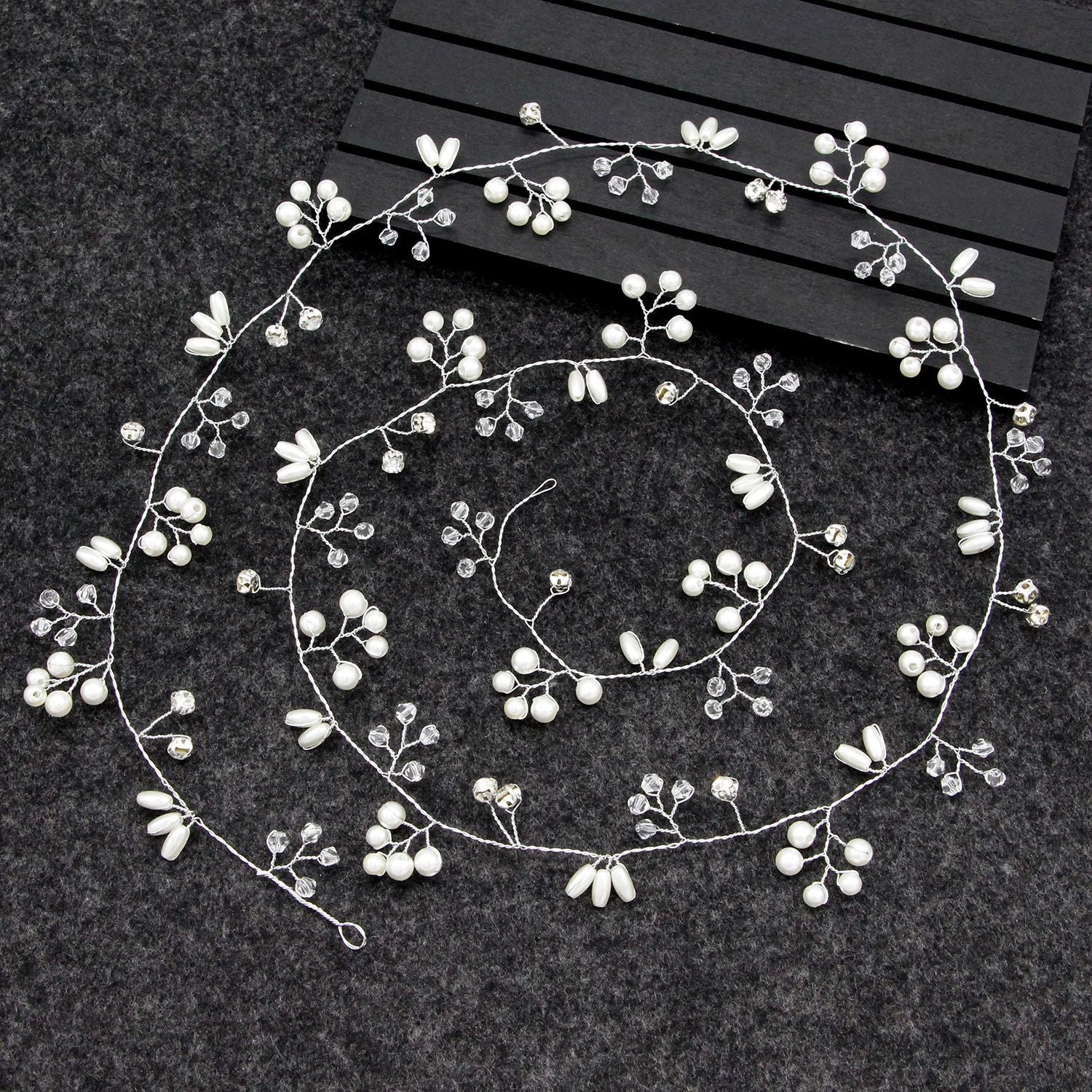 brides lengthened bridal handmade pearl hairband wedding accessories