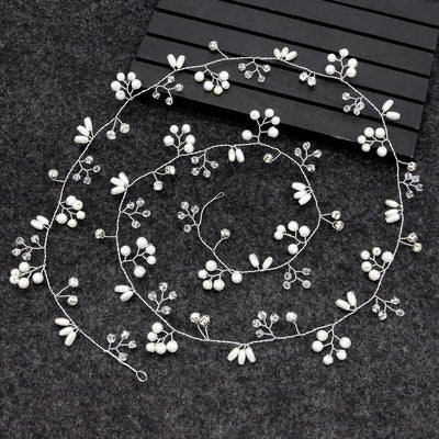 brides lengthened bridal handmade pearl hairband wedding accessories