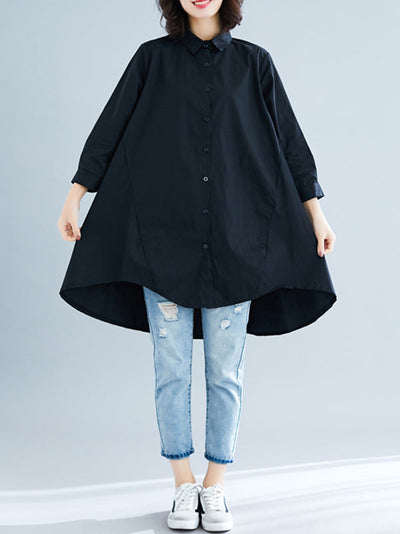 Original Irregularity Solid Blouses&Shirts