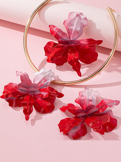 Flower Shape Drop Earrings + Necklaces Accessories