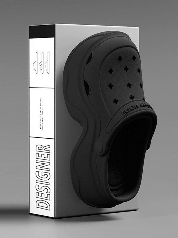 Hollow Round Cut Crocs Platform Shoes Sandals