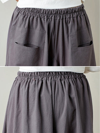 Artistic Retro Ramie Cotton 6 Colors Loose Irregular Elasticity Skirt