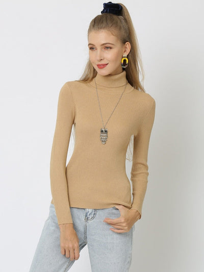 10 Colors Simple Knitting Solid Color High-Neck Pullover