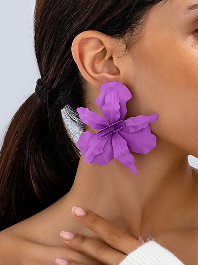 Flower Shape Solid Color Earrings Accessories