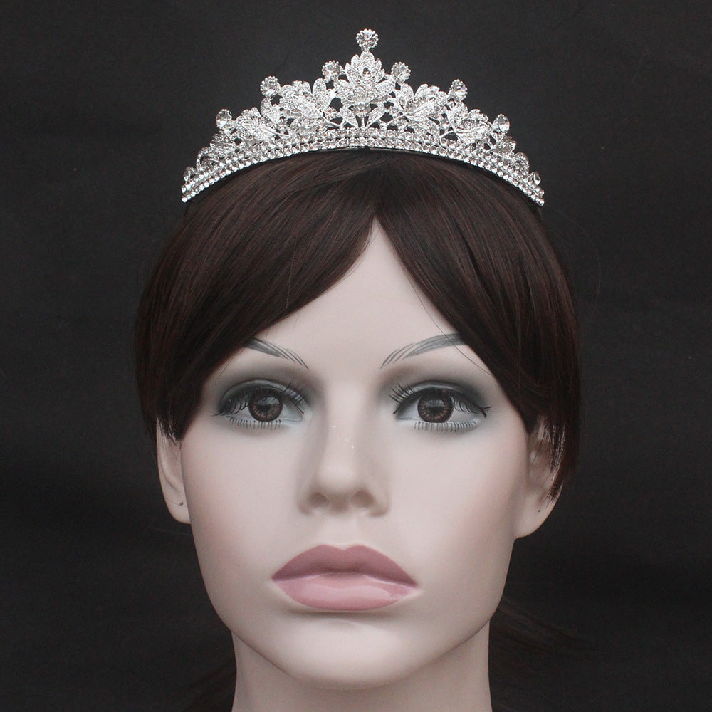 fashion leaf crown alloy inlay rhinestones crown 1 piece