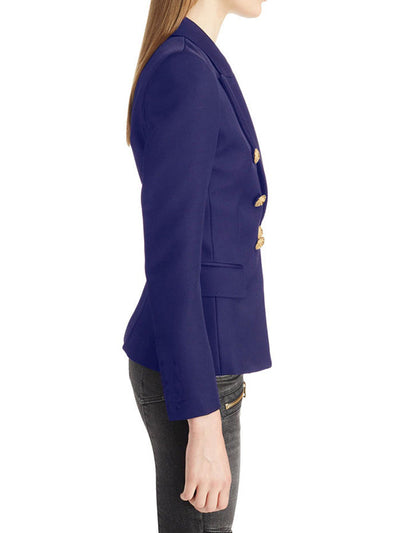 Long Sleeves Buttoned Notched Collar Blazer Outerwear
